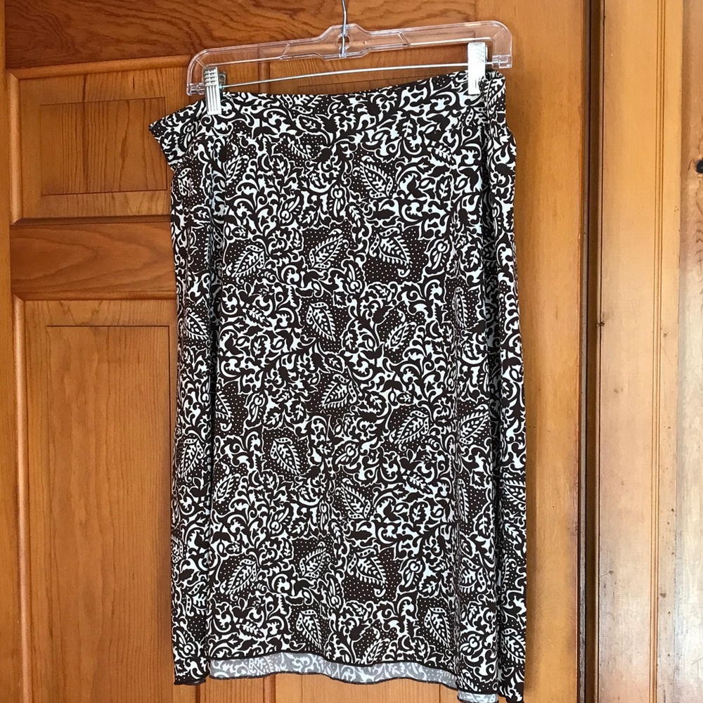 Cato Brown and White Patterned Pencil Mini Skirt